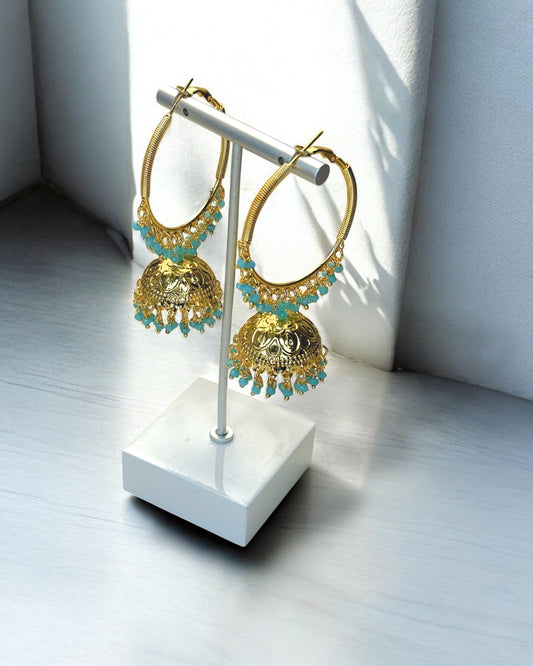Shamsa شمسة Jhumkay Hoops in Sky Blue