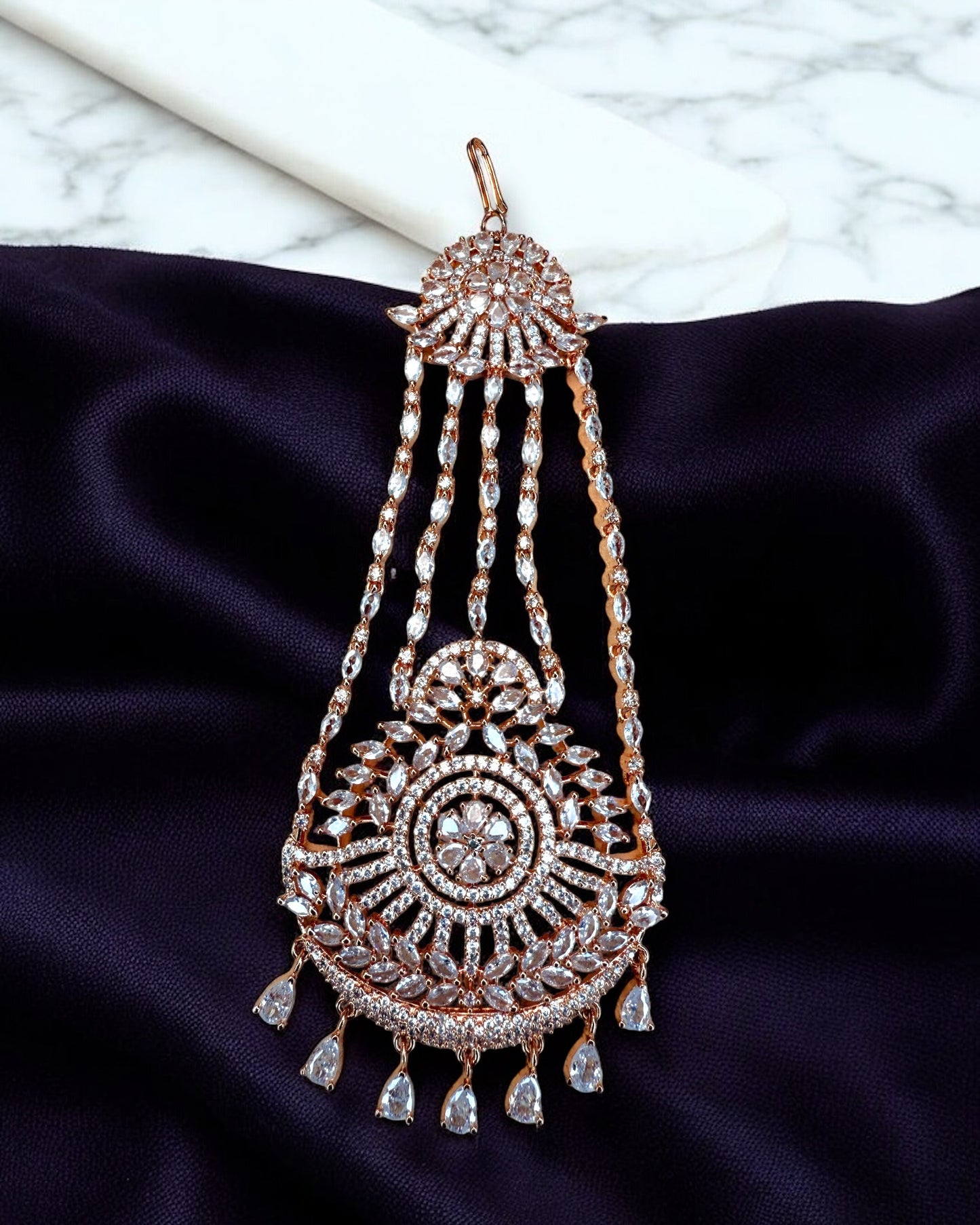 Maysun ميسون American Diamond Jhoomer in Rose Gold
