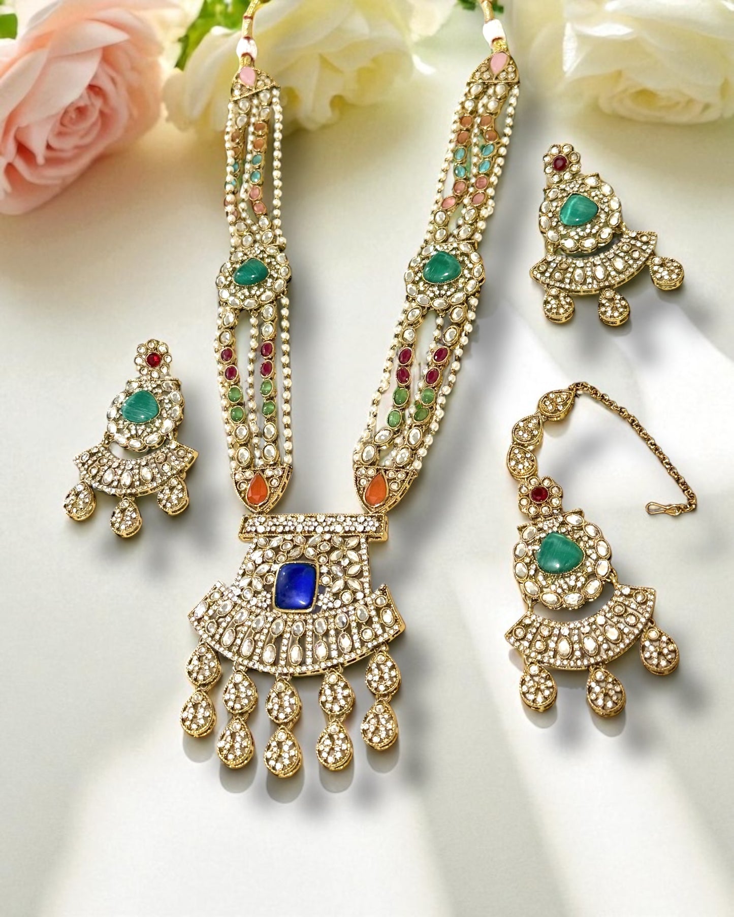 Rajeshwari राजेश्वरी Royal Mala Set in Bold Multicolor