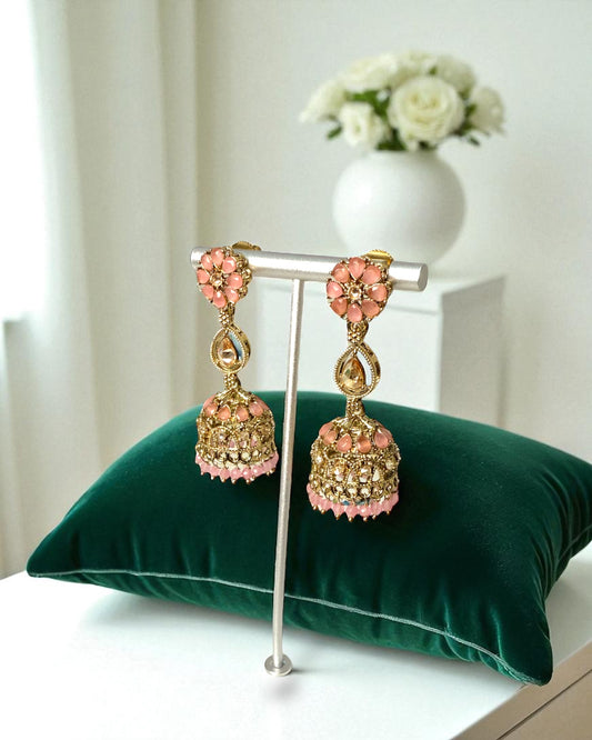 Priya प्रिया Polki Jhumkay in Pink