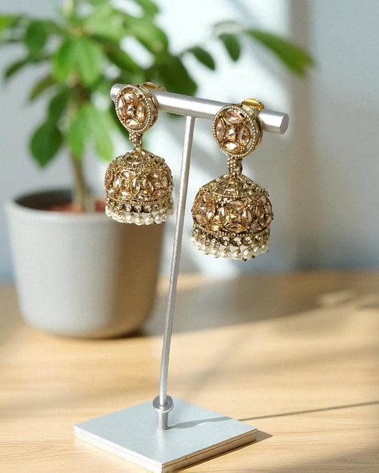 Shalini शालिनी Polki Jhumkay in Gold