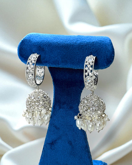 Kavya काव्या Polki Jhumkay Hoops in Silver