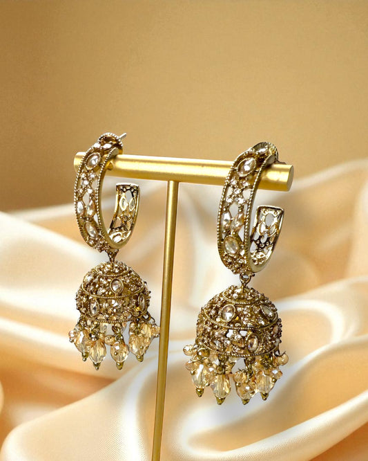 Kavya काव्या Polki Jhumkay Hoops in Honey Gold