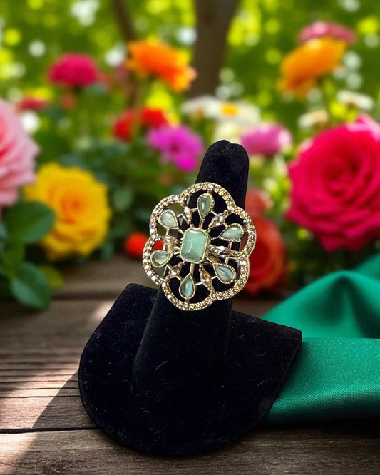 Avni अवनि Polki Ring in Mint