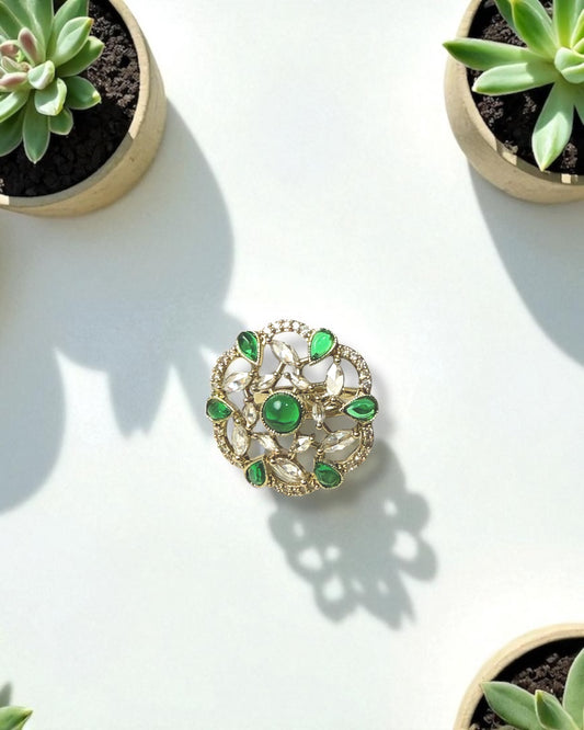 Sowmya சௌம்யா Polki Ring in Green