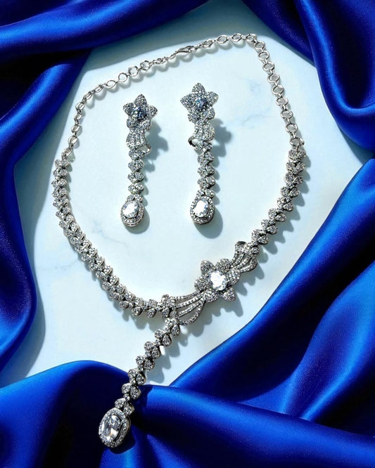 Ishita इशिता American Diamond Set in Silver