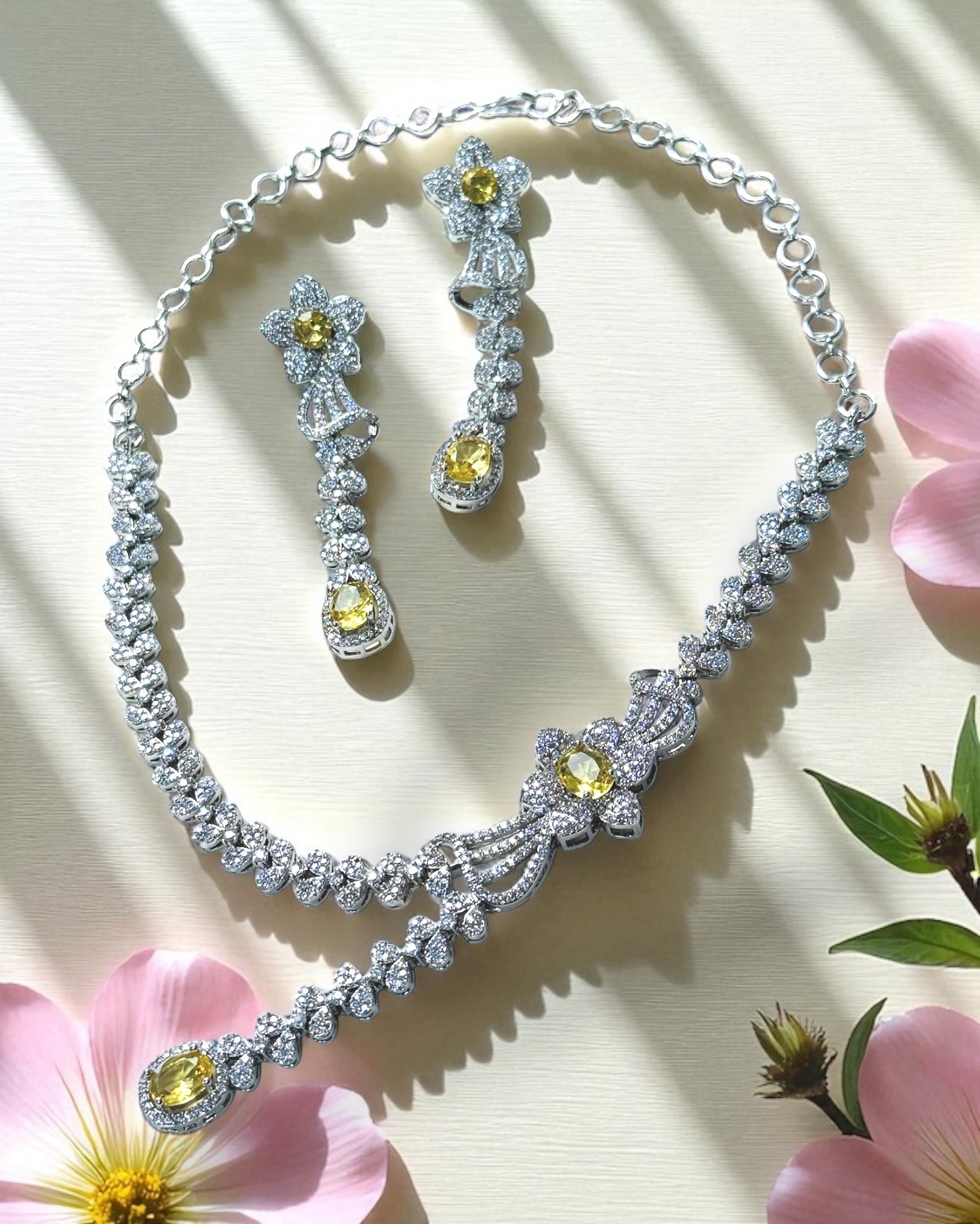 Ishita इशिता American Diamond Set in Yellow