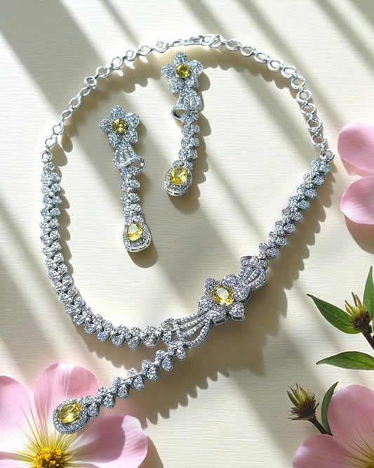 Ishita इशिता American Diamond Set in Yellow