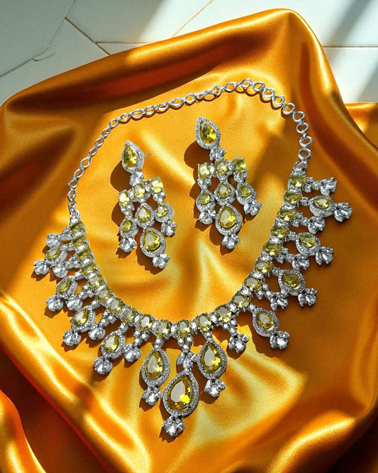 Meher मेहर American Diamond Set in Yellow