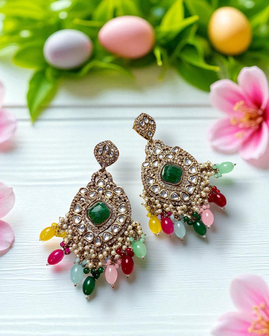 Aaradhya आराध्या Kundan Earrings in Multicolor