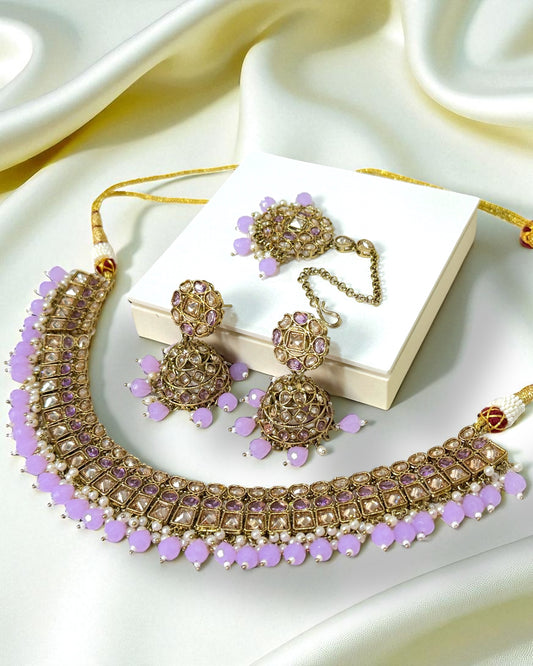 Ayesha عائشہ Polki Set in Lavender