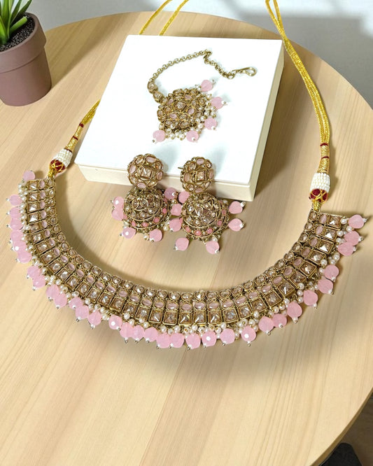 Ayesha عائشہ Polki Set in Pastel Pink