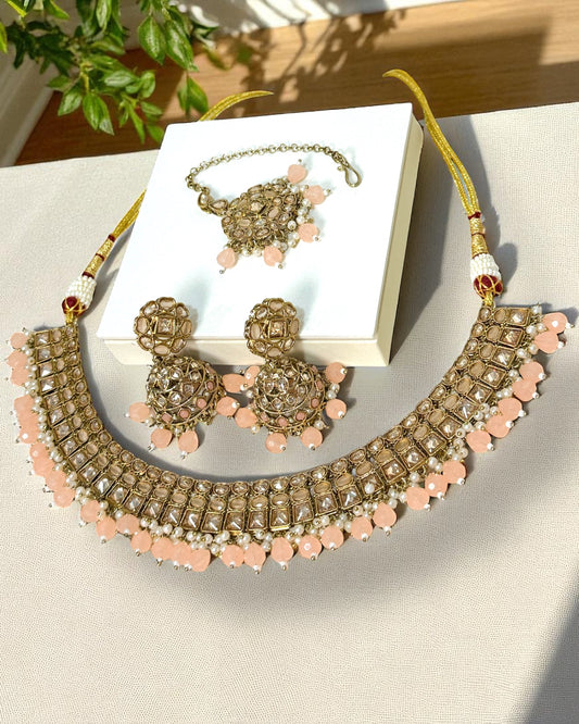 Ayesha عائشہ Polki Set in Blush Pink
