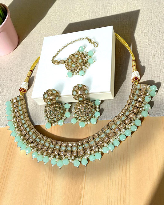 Ayesha عائشہ Polki Set in Mint
