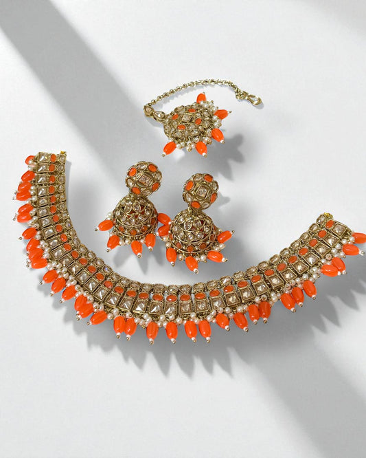 Ayesha عائشہ Polki Set in Orange