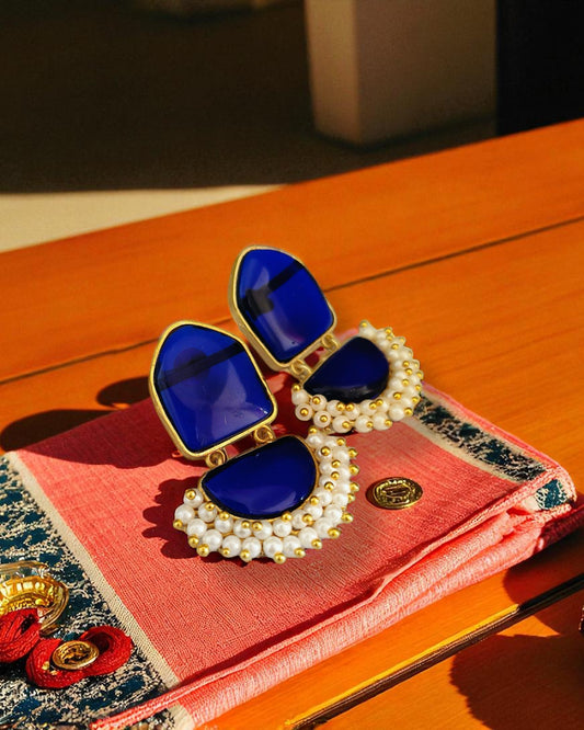 Meenal मीनल Gemstone Earrings in Blue