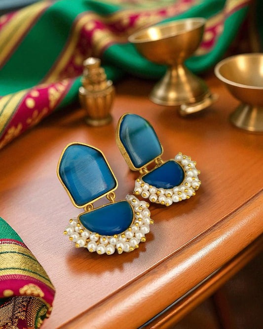 Meenal मीनल Gemstone Earrings in Light Blue
