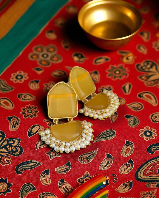 Meenal मीनल Gemstone Earrings in Yellow