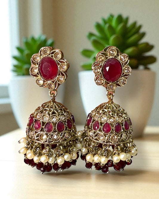 Amaira अमैरा Polki Jhumkay in Ruby