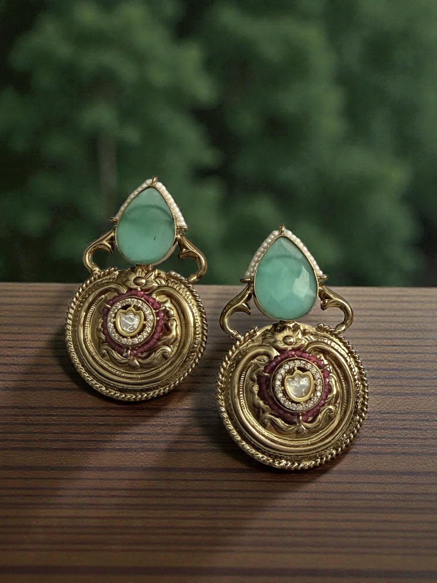 Manasi मानसि Fusion Earrings in Mint and Pink