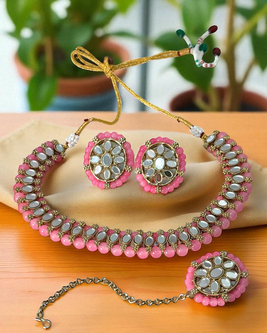 Lavanya लावण्या Mirror Set in Pink