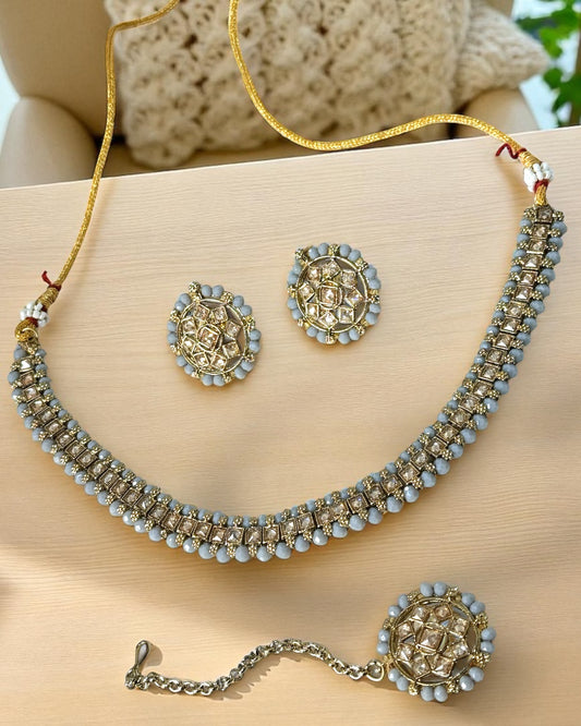 Vedika वेदिका Polki Set in Grey