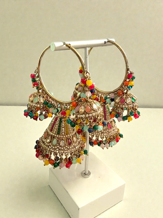 Hifza حفظة Jhumki Hoops in Multicolor