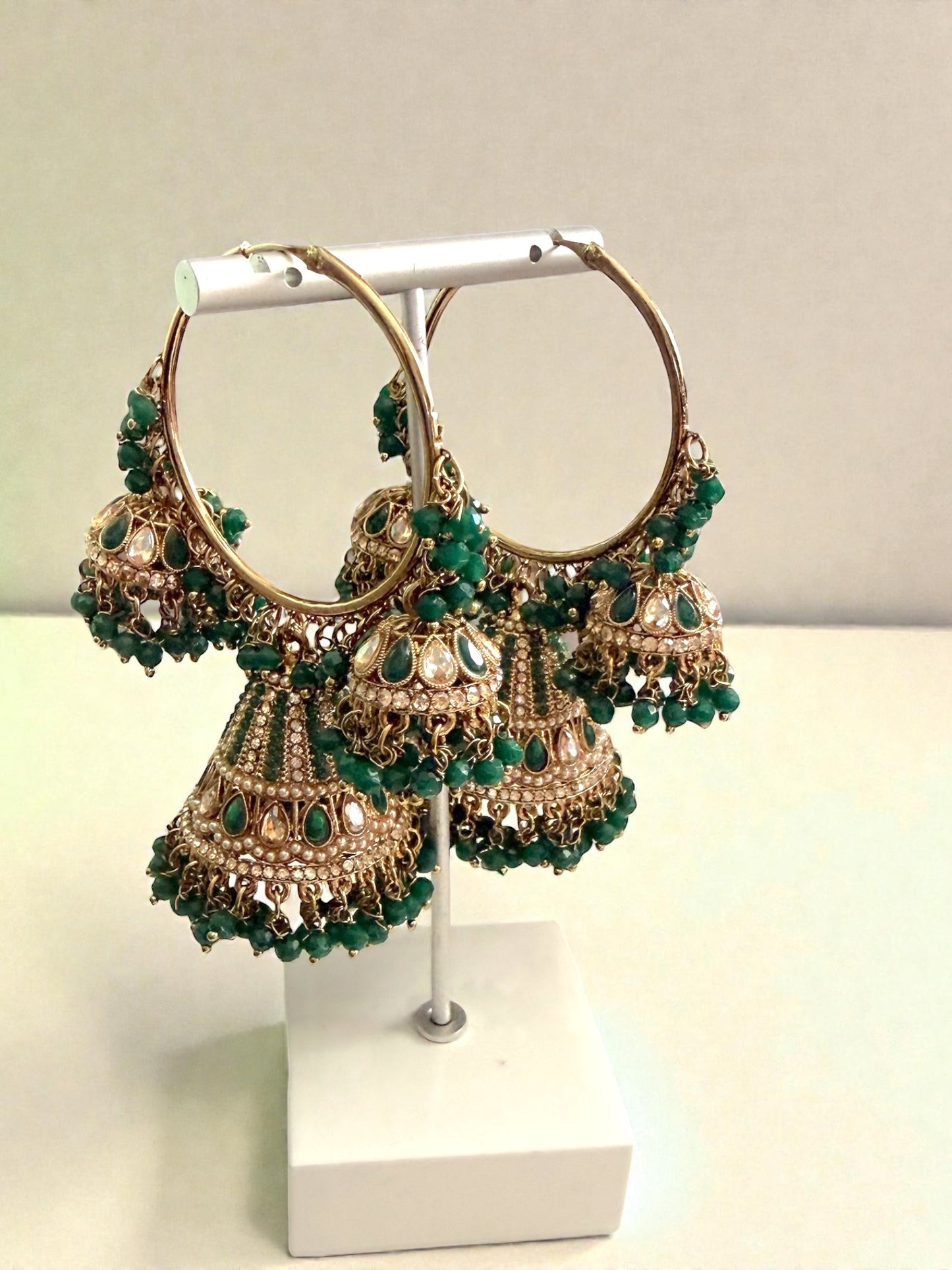 Hifza حفظة Jhumki Hoops in Green