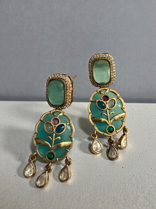 Rawiya راوية Fusion Kundan Earrings in Light Blue