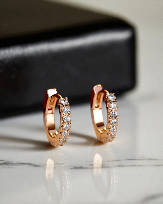 Maha ماہا Gold Plated Micro-Hoops in Rose Gold