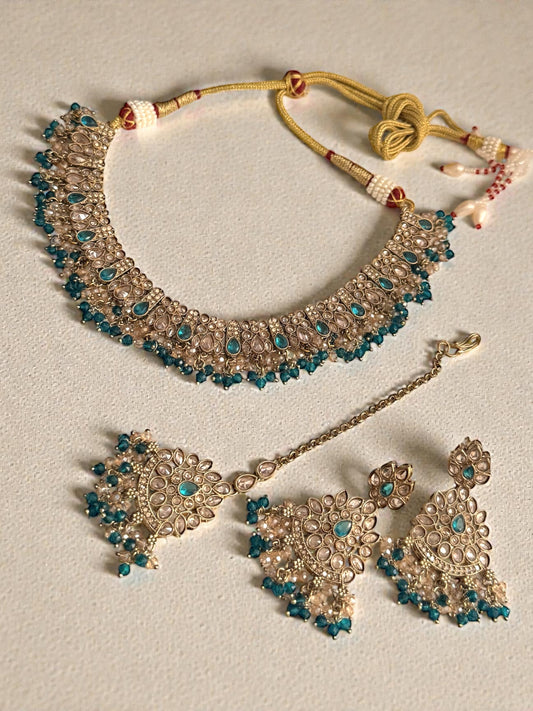 Nuha نهى Polki Set in Teal