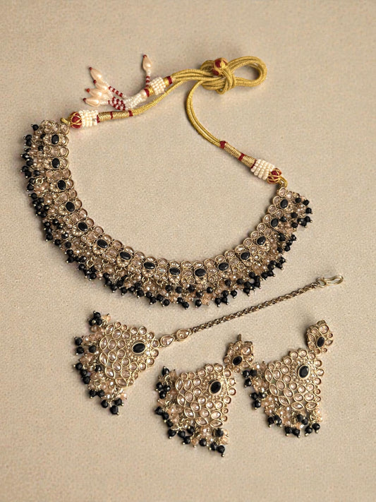 Nesrine نسرين Polki Set in Black