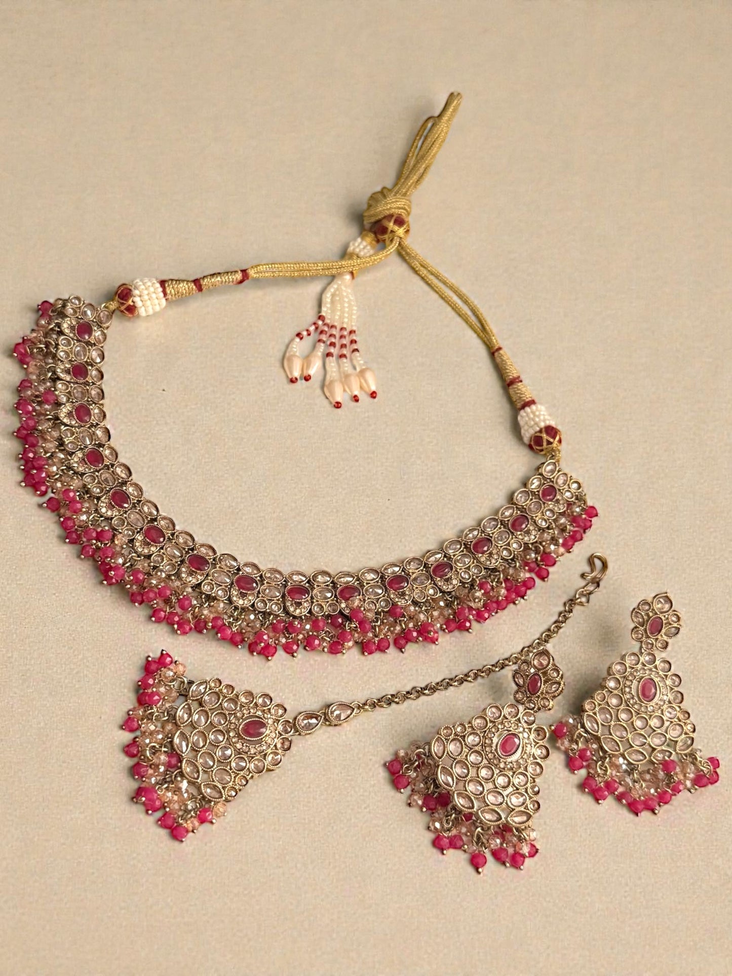 Nesrine نسرين Polki Set in Hot Pink