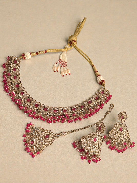 Nesrine نسرين Polki Set in Hot Pink