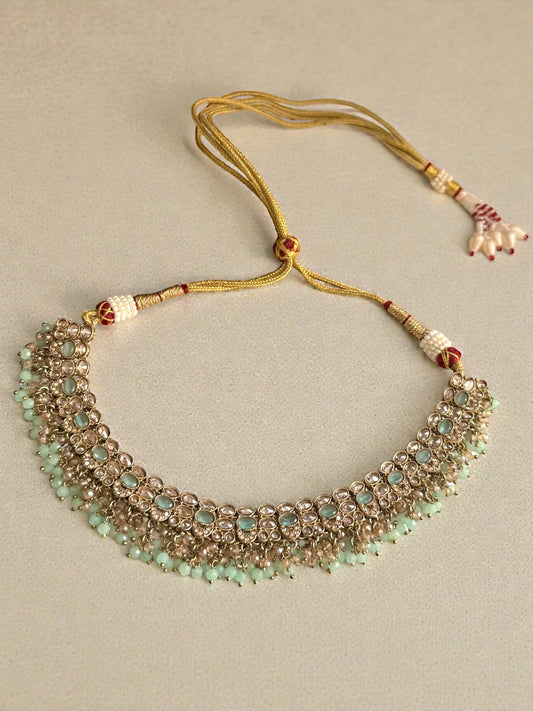 Nesrine نسرين Polki Necklace in Mint - Necklace Only