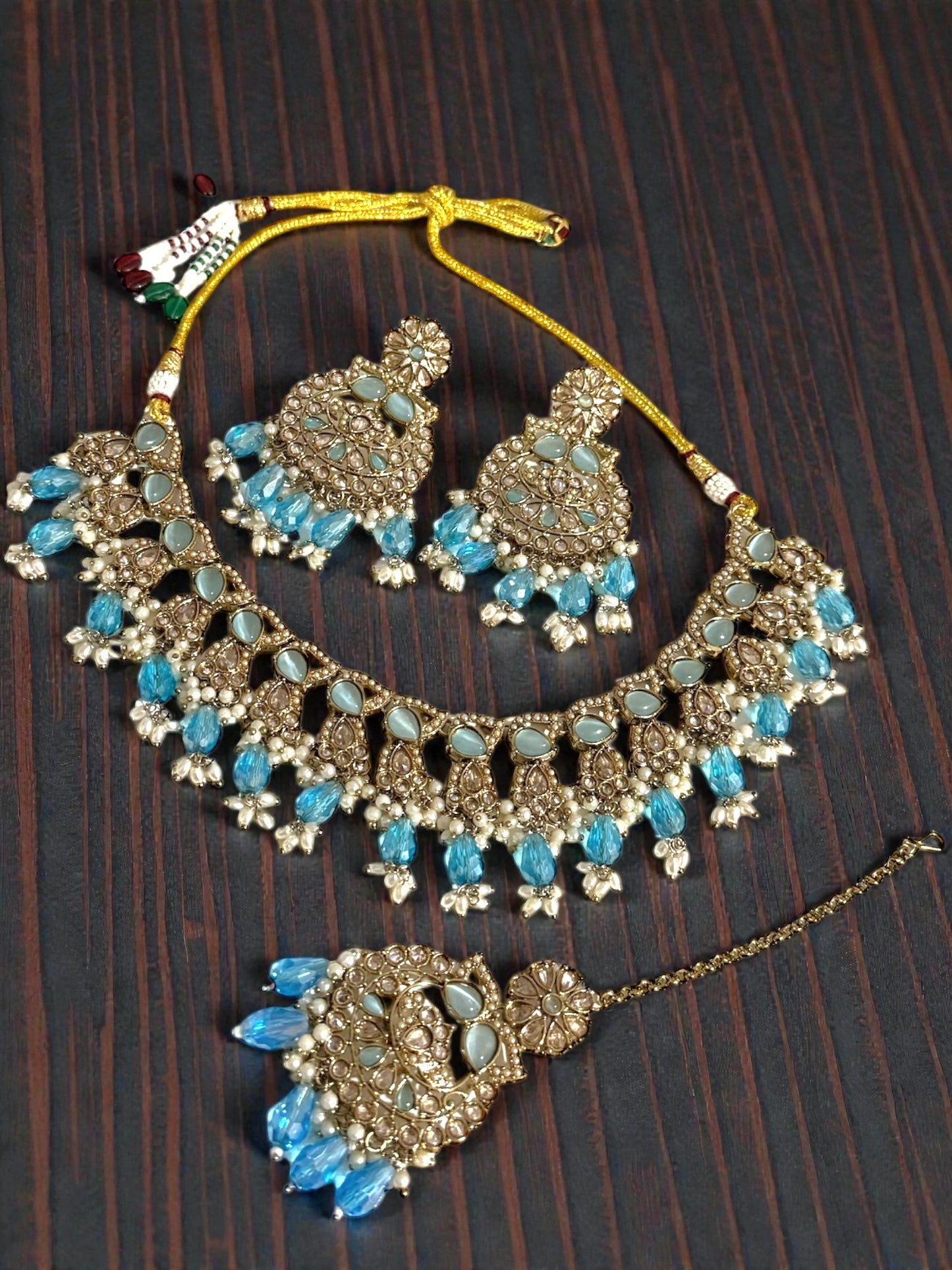 Tamara تمارا Polki Set in Light Blue