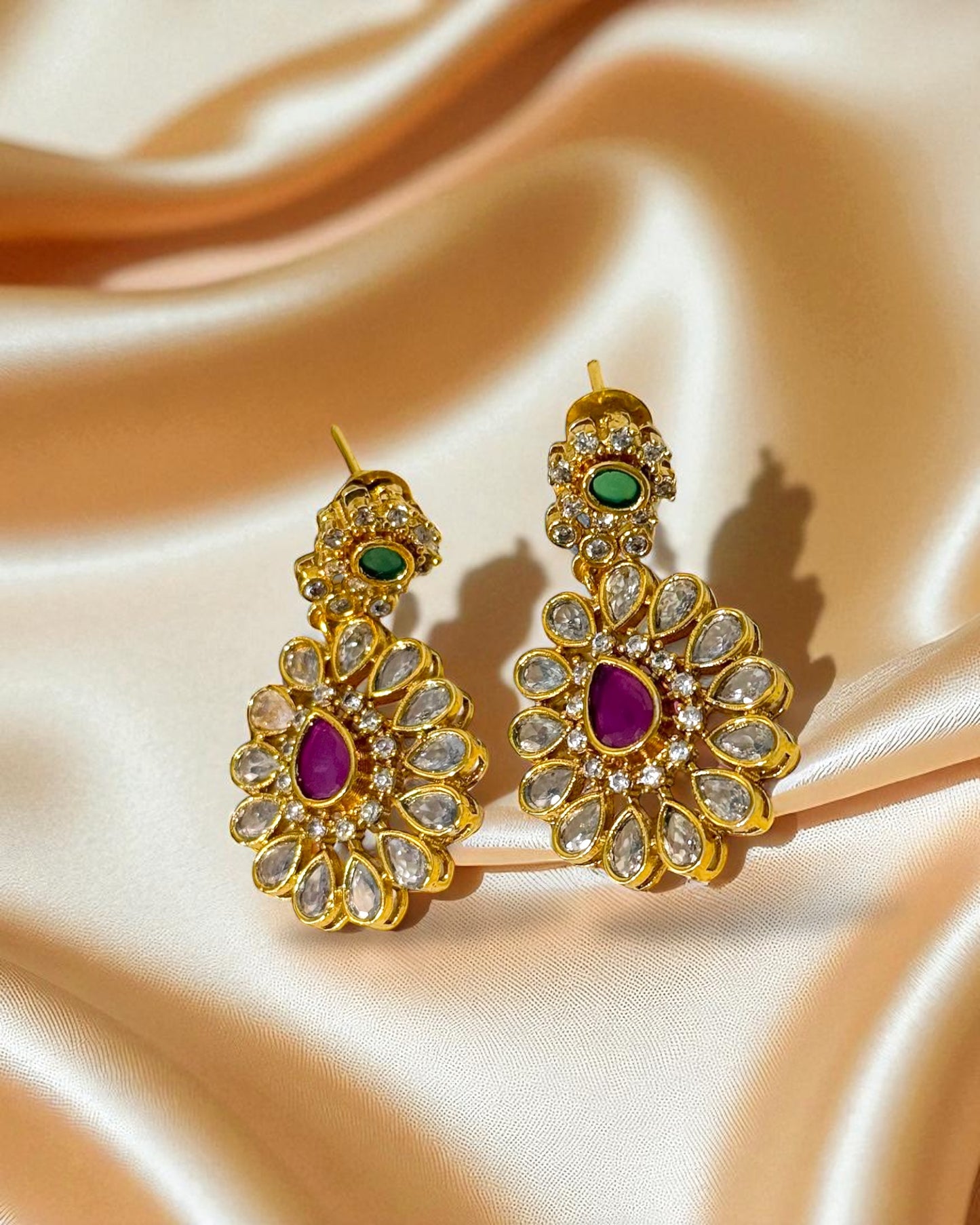 Joohi जूही Kemp Choker Set in Ruby & Green