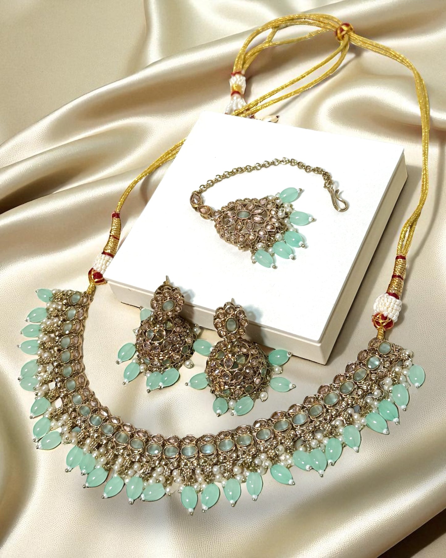 Sabina سابينا Polki Set in Mint Green