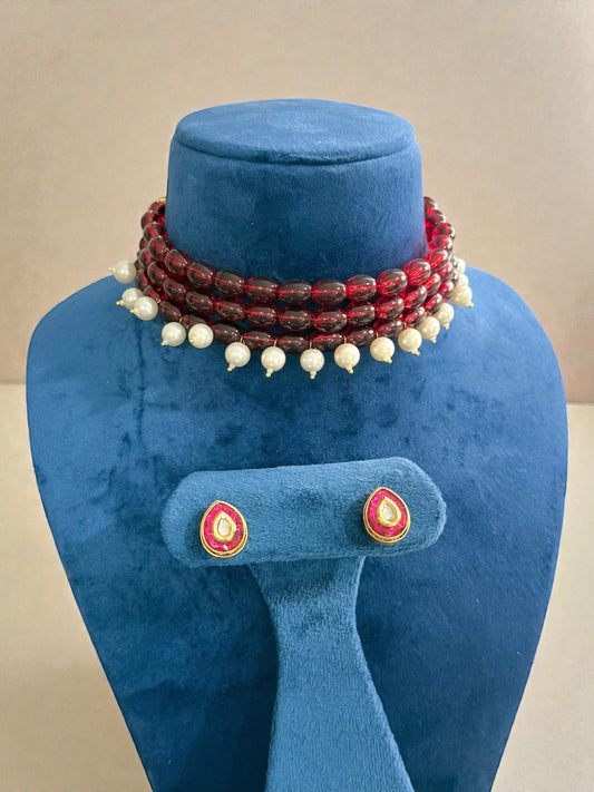 Amal أمل Pearl and Kundan Choker Set