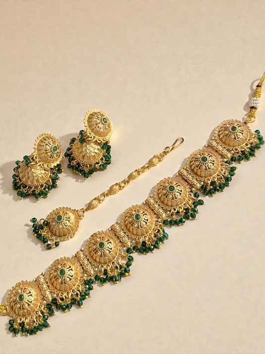 Aatika عاتكة Heritage Choker Set in Green