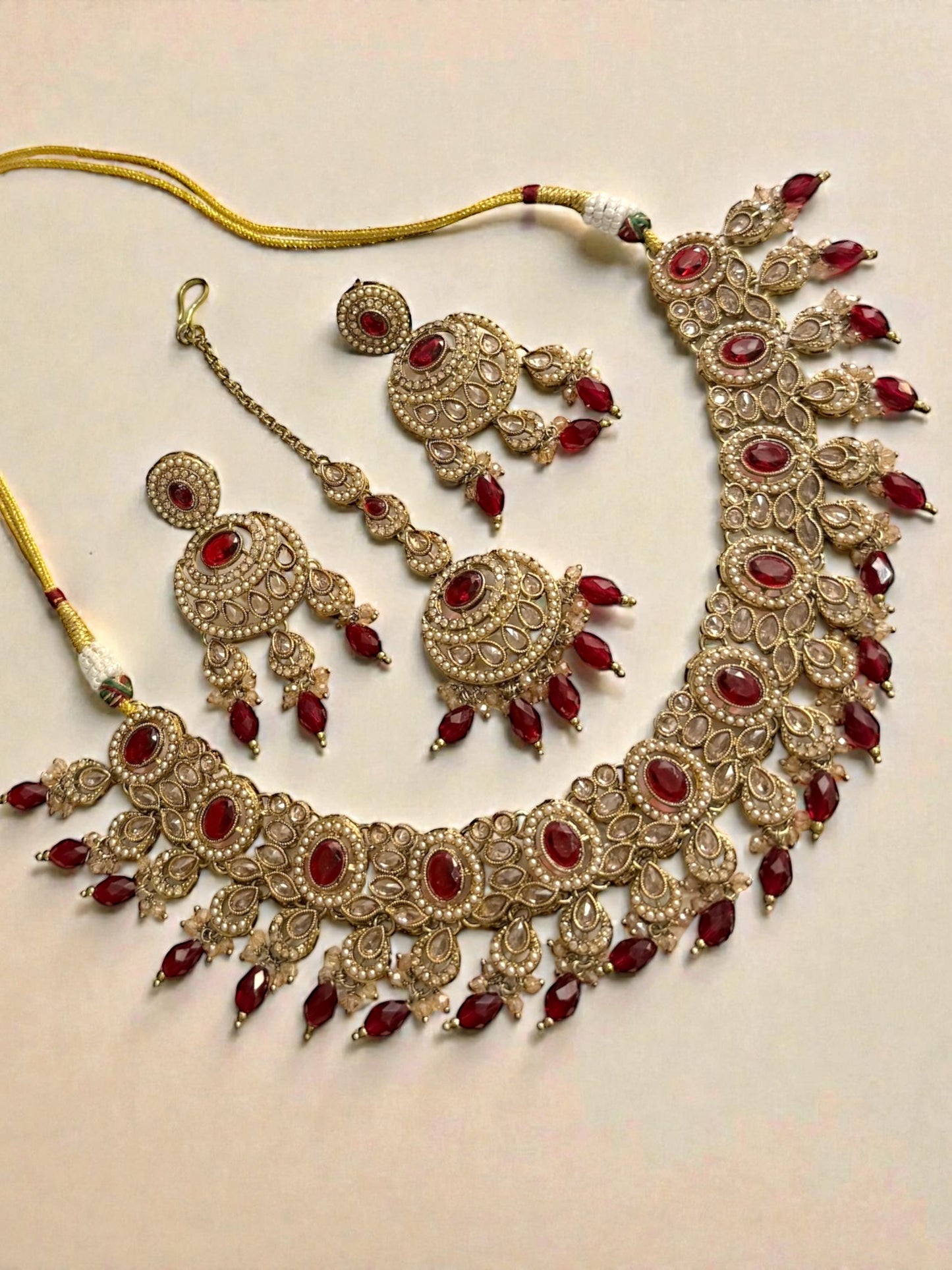 Ahlia أهلية Polki Set in Maroon