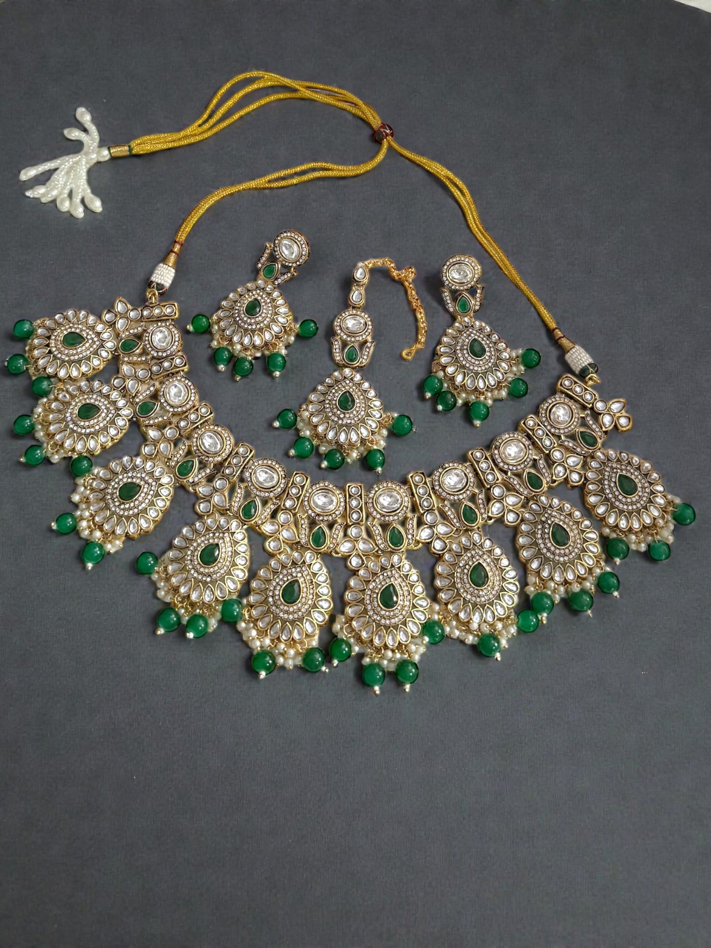 Nida نِدا Kundan Set in Green