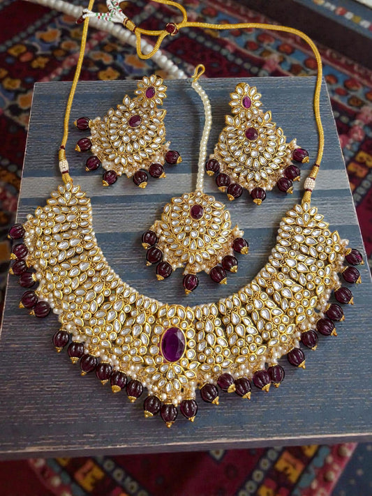 Miraq ميرق Kundan Set in Purple