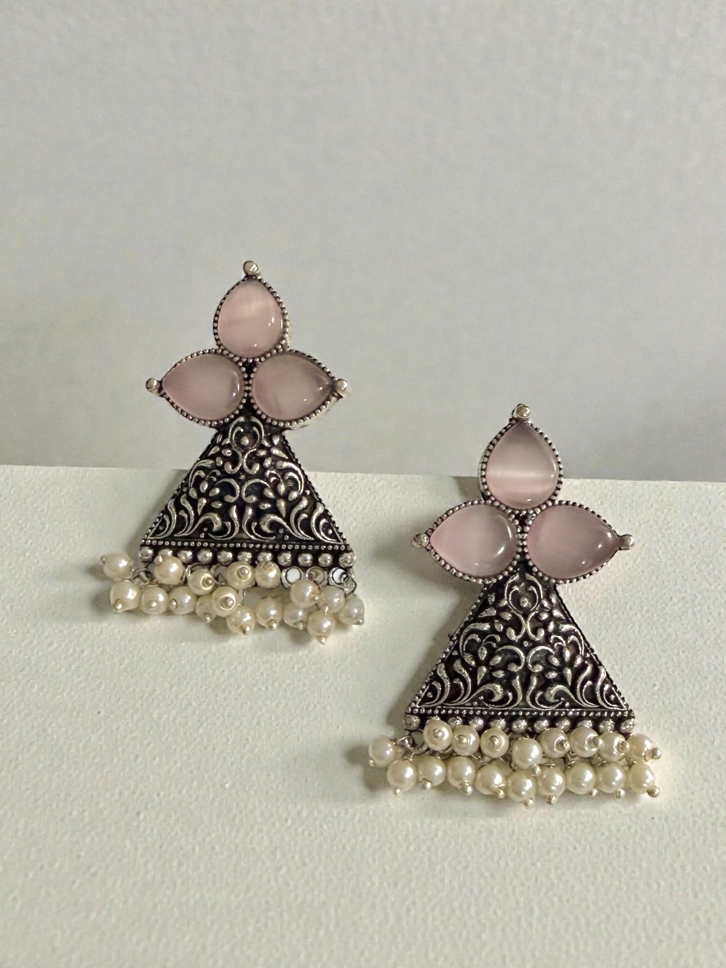 Suna سنا Silver Plated Earrings in Pink