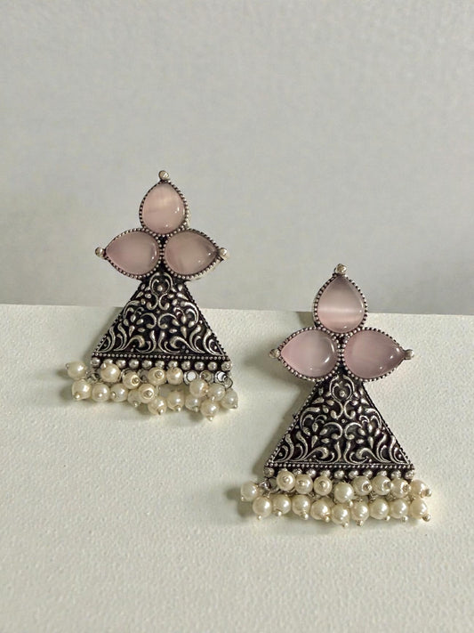Suna سنا Silver Plated Earrings in Pink