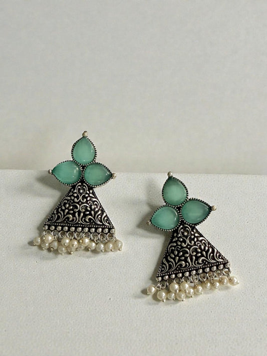 Suna سنا Silver Plated Earrings in Mint