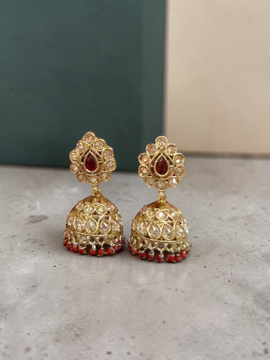 Arin أرين Small Jhumkay in Red