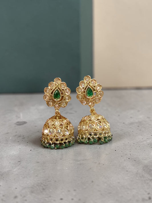 Arin أرين Small Jhumkay in Green