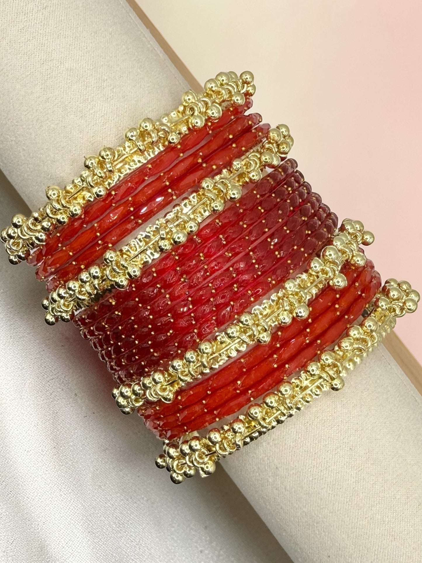 Mayar ميّار Viral Red Kashmiri Glass Bangles in Size 2.8