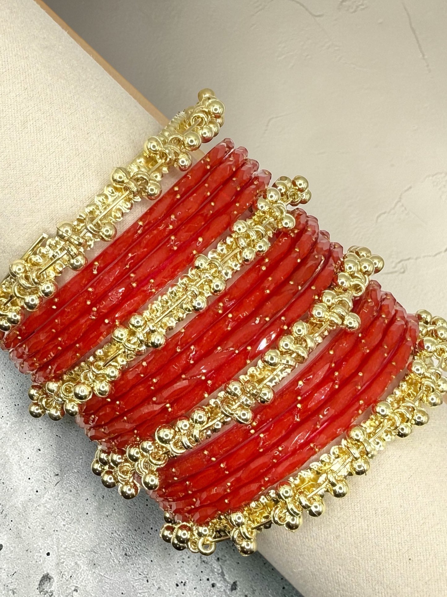 Ritaj رتاج Viral Red Kashmiri Glass Bangles in Size 2.6